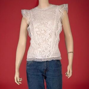 Ted Baker London Cream Ruffled Sleeveless Blouse